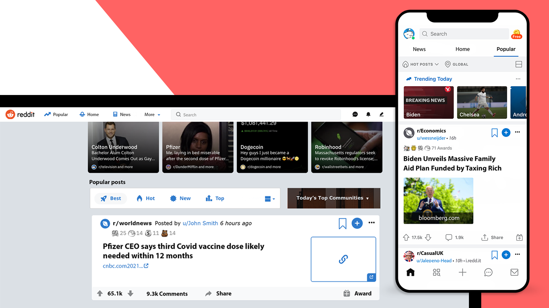 Image of Reddit desktop and mobile redesign